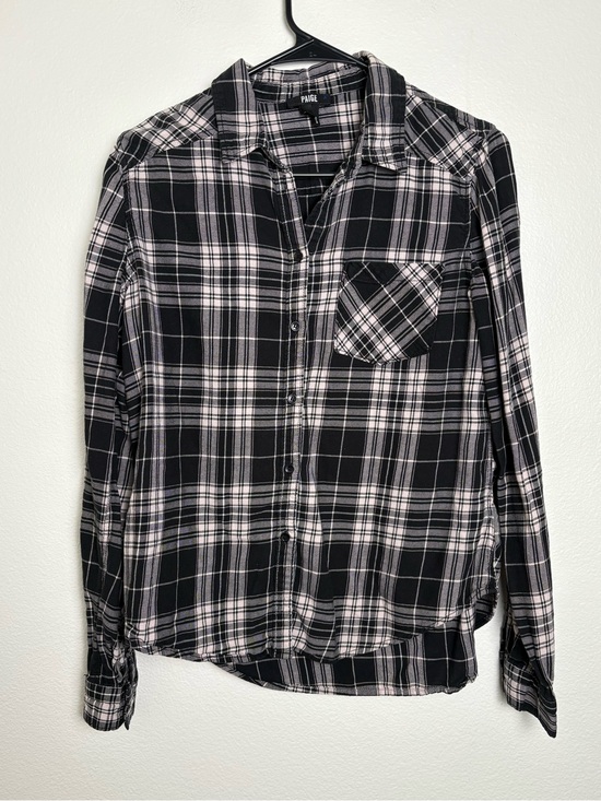 PAIGE Tops - PAIGE Black and White Plaid Casual Button-Down Shirt Womens Medium